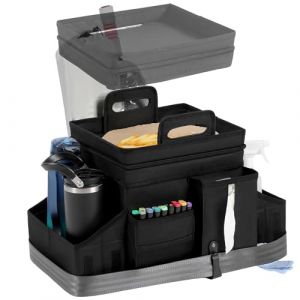LUVHOMEE Organisateur et Rangement de Voiture pour Siège Arrière et Avant - Caddy Pliable avec Sangle d'Appui-Tête, Glacière Isolée Étanche, Couvercle et Porte-Gobelets | Adapté au Siège Passager (Luvhomee, neuf)