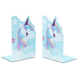 1 Paire de Serre-Livres Licorne Mignons, Serre-Livres en métal antidérapant, Support Organisateur de Bureau pour Enfant garçon Fille bibliothèque école Bureau Décoration de la Maison (Bleu) (Feiandenguk, neuf)