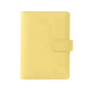 Classeur à anneaux A5 - 6 serrures - Couverture en cuir synthétique - Format A5 (papier intérieur non inclus) - Rechargeable - Pour le travail de voyage et l'organiseur - Jaune (XDGBGFN, neuf)