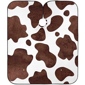 Cape De Cheveux Texture Tachetée De La Fourrure De La Vache Brune Et Blanche Barber Cape De Salon Professionnel Perméable À L'Air Anti-Taches Coupe Cheveux, Pour Femme, Adultes, 140x168cm (liuziyuan, neuf)