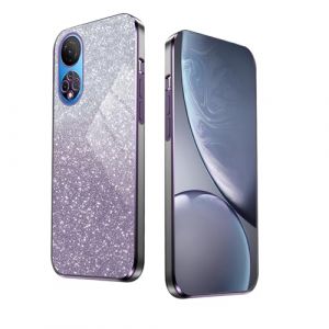 WBWONE Glitter Coque pour Huawei Honor X7, Bordure &Eacute;lectroplaqu&eacute;e, Housse Protection Flexible, Antichoc &Eacute;tui Souple avec Autocollants Paillettes - Violet (Welldan, neuf)