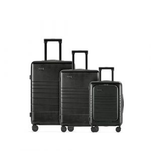 ETERNITIVE - Set Valise - Lot de 3 I Valise Voyage en Polycarbonate & ABS I Taille: 74 x 64 x 54 cm I Serrure TSA I Roulette 360° I Bagage à Main 33L 64L 98L I Noir (ETERNITIVE Travel, neuf)