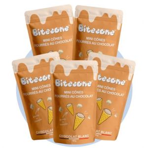 BITECONE - Chocolat Blanc | Fin de Cornet de Glace | Mini cones fourrés | Pack de 5 Sachets | Marque 100% française | Fabrication en Bretagne | Snacks avec Cacao Durable | Sans Huile de Palme | 500g (Bitecone, neuf)