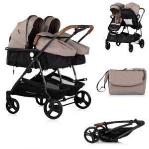 Chipolino poussette pour fr&egrave;res et soeurs Nouveau Twin Duo Smart pliable panier, coloris:braun schwarz (Babyshoppen, neuf)