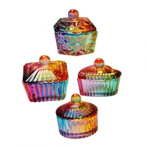 INOOMP 4 pi&egrave;ces Coupes Manucure Verre Cristal Multiformes pour Ongles Bols D&eacute;coratifs pour Vernis Gel Tasses Nail Art Transparentes et Pratiques (maggie Song, neuf)