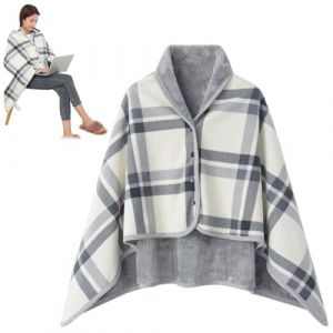 Miayical Femme Poncho Polaire, Plaid Ch&acirc;le Polaire, Cape Chaud d'hiver avec Boutons Couverture &agrave; Carreaux, Surdimensionn&eacute; pour La Maison Bureau &Eacute;cole (Rutte, neuf)
