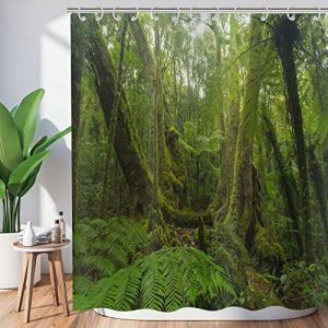 Hnmdmyi Rideau de Douche Jungle Tropicale 180x200 - For&ecirc;t Pluviale, Arbre Vert, Plante, Nature, Paysage - Tissu Polyester &Eacute;tanche Lavable pour Salle de Bain (Hnmdmyi, neuf)