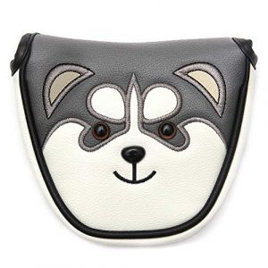 SHABIER Couvre-t&ecirc;te de putter de golf en cuir PU r&eacute;sistant &agrave; la poussi&egrave;re adorable Husky Animal Head Cover pour putter (Outdoor Leisure Time, neuf)