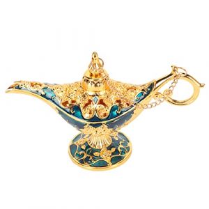 BSTCAR Lampe à Souhaits Aladdin Magic Genie Lampe, Mille et une Nuits Lampe à Souhait Vintage Décoration de Table Maison Décoration de Table à Collectionner (Mutianyu, neuf)