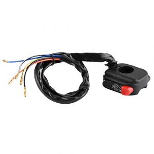 Ensemble de Commutateur de Montage de Guidon de Moto, Interrupteur de Guidon On Off Etanche 22mm avec Fils de Raccordement (Yeesdvo-EU, neuf)