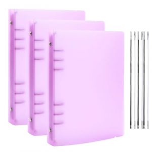 BAOFALI Lot de 3 couvertures de classeur A5 &agrave; 6 anneaux en PVC souple transparent pour carnet rechargeable avec surface mate pour le stockage des tampons et des matrices (violet) (BATECH-EU, neuf)