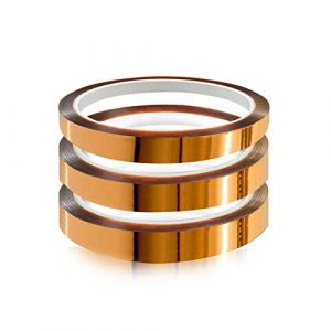 YIXISI 3 pièces Ruban adhésif de film de polyimide, Résistant à La Chaleur Ruban, Kapton Bande, pour imprimante 3d, Masquage, Soudure, Carte de Circuit Imprimé Isolant (3pcs × 20 mm × 33m) (YXS-DE, neuf)