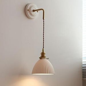 TRIVIDHA Applique Murale En C&eacute;ramique Moderne Vintage Chambre &Agrave; Coucher Suspendue Applique Murale En C&eacute;ramique Blanche E27 Salle De Bain Vanit&eacute; Appliques Murales Pour Salon Caf&eacute; Cuisine Salle &Agrave; Manger (TRIVIDHA FR Lighting Factory, neuf)