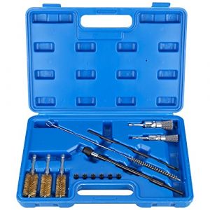 14 PCS Kit de Nettoyage de Compartiment D&rsquo;injecteur, Kit de Nettoyage pour Injecteur,Nettoyeur de Si&egrave;ge et D'arbre D'injecteur,Outil de Nettoyage des Injecteurs avec Fil D'acier et Brosses en Nylon (LuckymiStore, neuf)