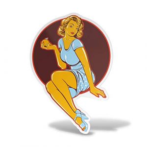 erreinge Autocollant R&eacute;tro Pin-Up Autocollant en Forme de PVC Auto Moto Peint Casque Camper pour Ordinateur Portable - 10 cm (erreinge, neuf)