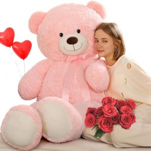 MorisMos Ours en Peluche Geant 150cm, XXL Rose Peluche Géante, Kawaii Nounours Geant Animaux en Peluche Grosse Jouet 1.5m Grand Teddy Bear Cadeau pour Enfant Petite Amie Saint-Valentin Anniversaire (FUIYWIKE, neuf)