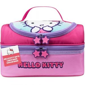 Get Trend Hello Kitty Sac Isotherme Repas Enfant Sacs Lunch Kawaii avec 2 Compartiments pour Boite à Gouter École Sortie Pique Nique (Rose Hello Kitty) (Get Trend., neuf)