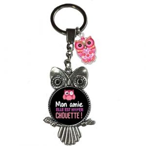 Porte cl&eacute; m&eacute;tal chouette Ma chouette amie id&eacute;e cadeau, no&euml;l, anniversaire, copine, best friend, bff (cr&eacute;a03, neuf)