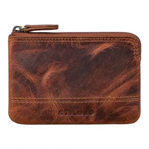 STILORD 'Tarlo' Pochette de Cl&eacute; Cuir RFID &Eacute;tui &agrave; Cl&eacute;s Porte-Monnaie Mini-Bourse avec Porte-Cl&eacute;s Vintage Cuir V&eacute;ritable, Couleur:Kara - Cognac (STILORD Cuir, neuf)