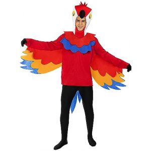 Funidelia | Déguisement perroquet pour femme et homme Animaux, Oiseau - Déguisement pour Adultes et accessoires pour Halloween, carnaval et fêtes - Taille S - M - Rouge (Funidelia FR-BE-LU, neuf)