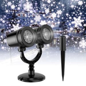 SATXTREM 2024 Projecteur LED de flocon de neige à double tête amélioré, IP65 Projecteur LED de flocon de neige de Noël, rotation à 180°, projecteur de lumière de Noël pour intérieur, patio (Seren Store, neuf)