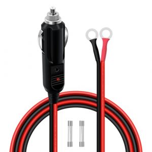 HuaLiSiJi Rallonge Allume Cigare avec Joint Torique 12V 24V Cable Allume Cigare 14AWG avec Fusible 15A 20A Cordon Allume Cigare avec Indicateur LED pour Moto, Bateau,Voiture (1.8 m) (HuaLiSiJi, neuf)