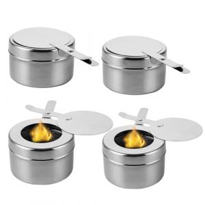 Lot de 4 récipients à pâte combustible, en acier inoxydable, avec couvercle, chauffe-plats, pâte combustible pour récipient de maintien au chaud, accessoires de buffet, fondue, camping (HAxianghui08, neuf)