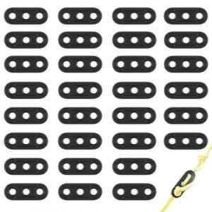 OUDQFCJ 30 PCS Tendeur de Corde 3 Trous Tendeur de Cordeau, Tendeur de Corde Camping Noir, Corde Boucle Ajusteur, Tendeur de Corde Cliquet Camping pour Tente B&acirc;che Randonn&eacute;e Camping (Mapico, neuf)