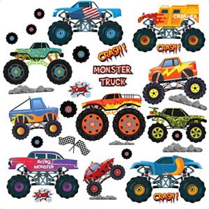 STICKERSMAGIC Stickers muraux pour chambre de gar&ccedil;on Monster Jam Truck V&eacute;hicules Voitures Chambre de gar&ccedil;on Chambre de jeu Chambre d'enfant Voiture Course Transport (StickersMagic, neuf)