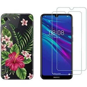 NOVAGO Compatible avec Huawei Y6 2019,Y6S 2019 /Honor 8A -Coque Souple Solide Anti Choc avec Impression + 2 Films Protection &eacute;cran Verre tremp&eacute; r&eacute;sistant (Coque+ 2 Films, Exotique) (NOVAGO-Vendeur PRO fran&ccedil;ais, neuf)