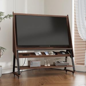 Support TV mobile pour &eacute;cran plasma/LCD/LED jusqu'&agrave; 55 pouces (140 cm), avec prise USB, 2 &eacute;tag&egrave;res ouvertes, pour bureau, salle de conf&eacute;rence, salon (Junren, neuf)