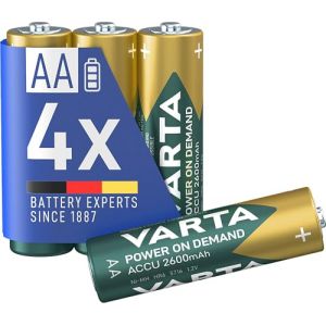 VARTA Piles rechargeables AA, lot de 4, Recharge Accu Power, 2600 mAh Ni-MH, sans effet mémoire, préchargées, prêtes à l'emploi (WHI-Tilburg, neuf)