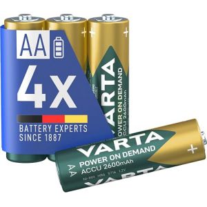 VARTA Piles rechargeables AA, lot de 4, Recharge Accu Power, 2600 mAh Ni-MH, sans effet mémoire, préchargées, prêtes à l'emploi (Wholeshare, neuf)