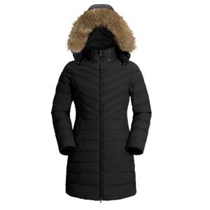 Pioneer Camp Veste Hiver Femme Chaude Coupe-vent Imperm&eacute;able Doudoune Longue Rembourr&eacute; Parka avec Capuche Fourrure Amovibles et Zipp&eacute;e Poche Veste Matelass&eacute;e Pour L'Automne/Hiver（Noir;L (PioneerCamp Store, neuf)