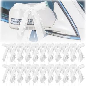 KIRZAX 20 Pi&egrave;ces Noeud Voiture Mariage,Noeud Blanc Decoration, Ruban Voiture Mariage,Noeud Mariage Voiture,Noeuds d'antenne Faits Main Ruban Satin, pour d&eacute;coration de Voiture, Mariage, No&euml;l, F&ecirc;te (VLAD SHOP ADV, neuf)