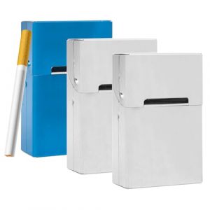 &Eacute;tui &agrave; cigarettes, bo&icirc;te &agrave; cigarettes en aluminium, &eacute;tui &agrave; cigarettes l&eacute;ger, avec interrupteur magn&eacute;tique, &eacute;tui &agrave; cigarettes en m&eacute;tal, &eacute;tui &agrave; cigarettes pour homme et femme (argent 2-bleu 1) (wodungood, neuf)