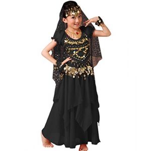 Astage Costume d'Halloween pour fille - Costume de danse orientale indienne - Carnaval, Noir , 6-9 ans (Dance voice, neuf)