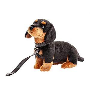 Uni-Toys - Teckel (avec Laisse) - 27 cm (Longueur) - Chien en Peluche - Peluche, Doudou, Noir, Marron. (VISO TRADE, neuf)