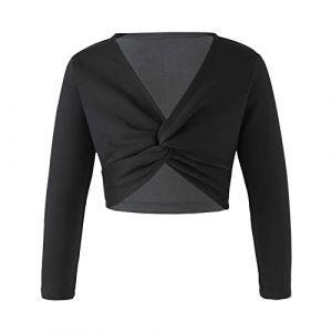 CHICTRY Boléro Enfant Fille Haut de Danse Classique Cache-Coeur de Ballet Blouson Manches Longues Gilet Cardigan Veste Manteau de Fête Cérémonie Mariage 2-12 Ans Noir 11-12 Ans (chictry, neuf)
