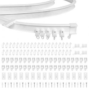 Rail de rideau de plafond flexible de 5 m - Blanc - Avec roulettes silencieuses - Id&eacute;al pour fen&ecirc;tre de douche, s&eacute;parateur de pi&egrave;ce de camping-car, intimit&eacute; et d&eacute;coration de la maison (Funpan-Eu, neuf)