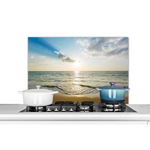 Credence Mer - Été - Plage Fond de hotte 90x60 cm Credence aluminium Plaque inox de cuisine (WallCircle, neuf)