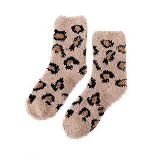 RUIRUILICO Chaussettes Chaude Femme Imprim&eacute; L&eacute;opard Thermiques Chaussette en Corail Polaire Automne Hiver Mignon &Eacute;paisses Douces Confortable Chaussettes Mi-Mollet (RUIRUILICO(UP TO 50% OFF!), neuf)
