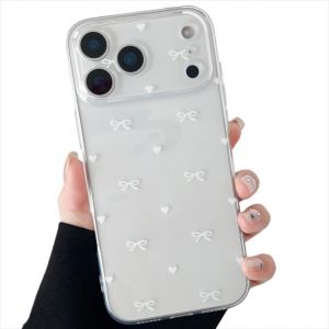 ZTOFERA Coque transparente pour iPhone 17 Pro Max, motif c&oelig;ur mignon et n&oelig;ud papillon, esth&eacute;tique, transparente, coque de protection en TPU souple et flexible pour femmes et filles, n&oelig;ud blanc (utopmore, neuf)