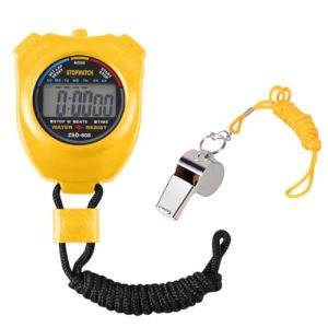 Vicloon LCD Digital Chronométreur,Compteur de Sport/Minuterie de Chronomètre Portable avec Sifflet en Acier Inoxydable,Appliqué au Courir Football Basket Natation et Les Autres Sports (BEST-SELLER5, neuf)