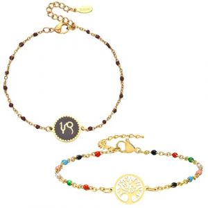 Caimeytie Parure Bijoux Femme: Bracelet Zodiaque et Arbre de Vie en Acier Inoxydable, Multicolore - Id&eacute;e Cadeau Capricorne (YIXUYU, neuf)