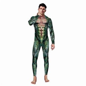 Urmycos Costume d'Halloween &agrave; imprim&eacute; animal pour hommes, combinaison-pantalon, pour f&ecirc;te de cosplay, serpent vert, taille XL (vqiaomaoy, neuf)