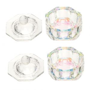 Baluue 2pièces Godet Pour Vernis à Ongles Verre Avec Couvercle Lot De Coupelles Pour Manucure Et Nail Art (Fortune Luck, neuf)