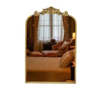 Awhtixbo Miroir Baroque Antique Dor&eacute; - Miroir Murale Vintage avec Forme Arche Dor&eacute; pour Hall, Salon & Salle de Bain, 40x61cm (Awhtixbo, neuf)