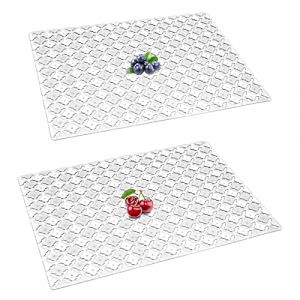 Top-spring Tapis d'&eacute;vier, lot de 2 tapis de protection d'&eacute;vier de cuisine pour &eacute;viers en c&eacute;ramique/acier inoxydable, tapis d'&eacute;gouttage &agrave; d&eacute;couper &agrave; la taille d&eacute;sir&eacute;e 30 x 40 cm (transparent) (jiangchen-NA, neuf)