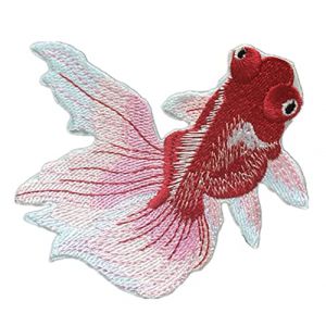 Anawakia Patch Broderie Ecusson &agrave; Coudre Sticker Appliqu&eacute; d&eacute;coratifs Patch Brod&eacute; Broderie Appliqu&eacute;s &agrave; Coudre Motif de Poisson Rouge (Vin Rouge) (Anawakia, neuf)